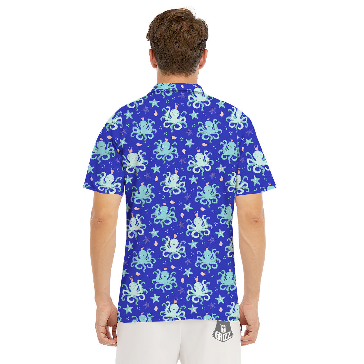 Octopus Cute Print Pattern Men's Golf Shirts-grizzshop