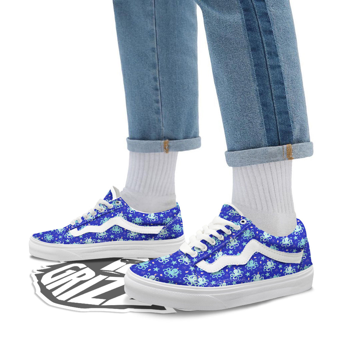 Octopus Cute Print Pattern Skate Shoes-grizzshop