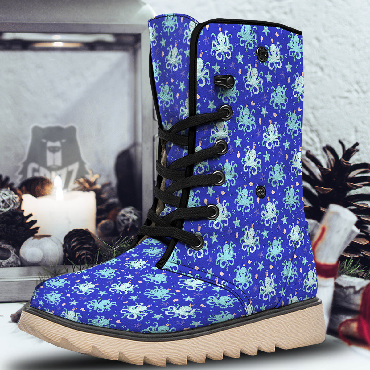 Octopus Cute Print Pattern Snow Boots-grizzshop