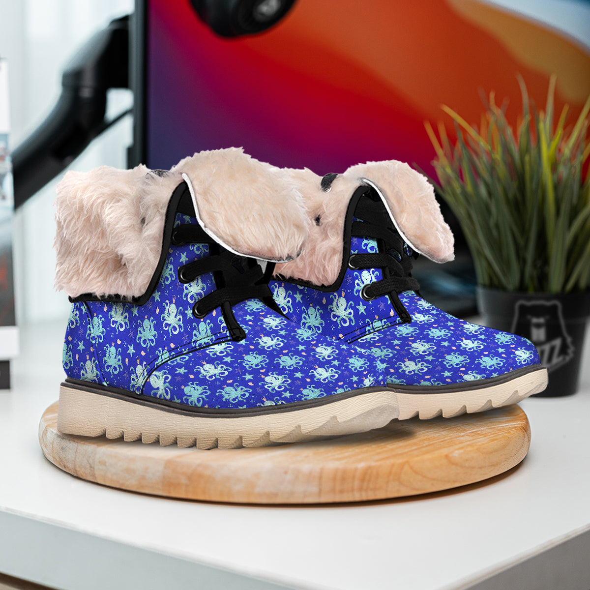 Octopus Cute Print Pattern Snow Boots-grizzshop