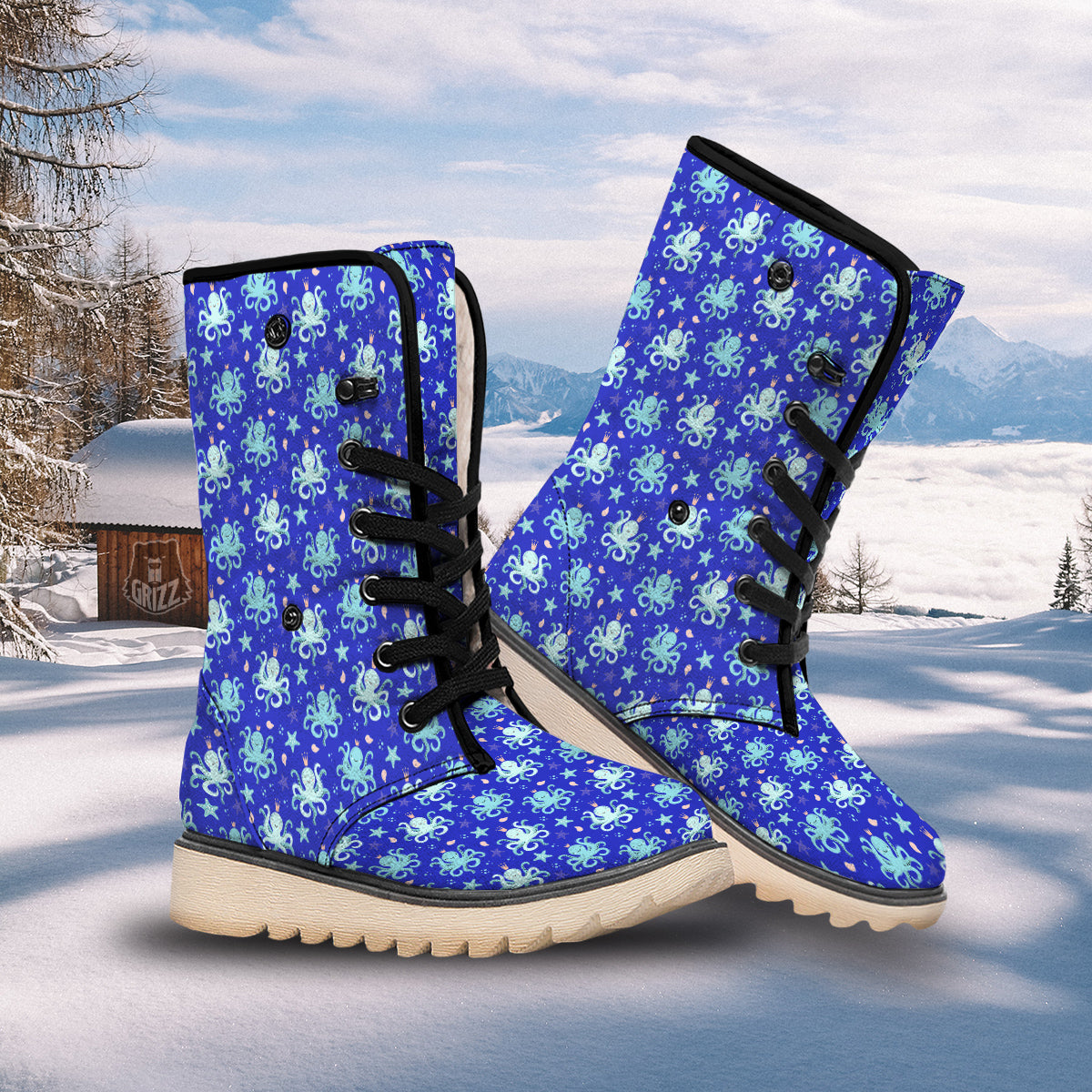 Octopus Cute Print Pattern Snow Boots-grizzshop