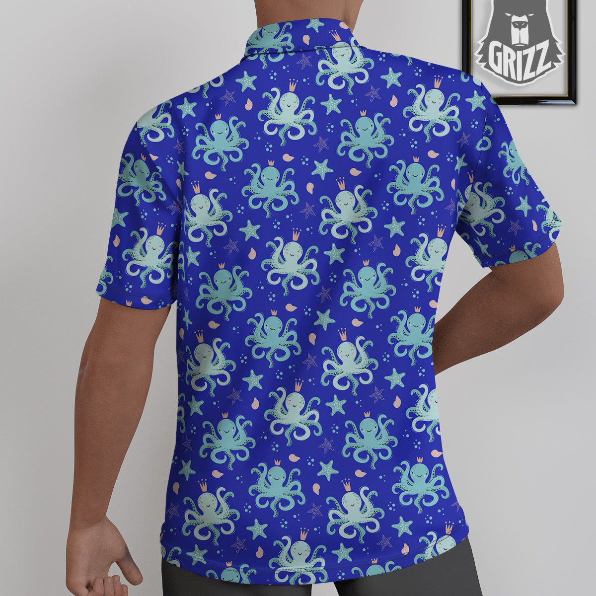 Octopus Cute Print Pattern Untucked Shirts-grizzshop