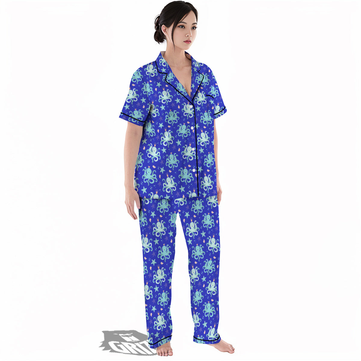 Octopus Cute Print Pattern Women's Pajamas Set-grizzshop