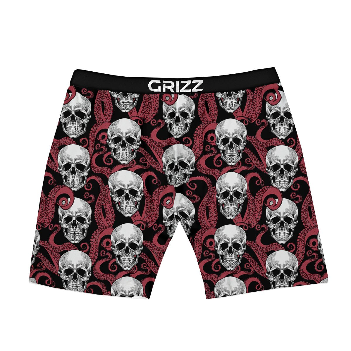 Octopus Skull Red Print Pattern Boxer Briefs-grizzshop