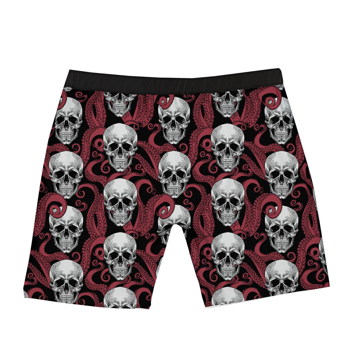 Octopus Skull Red Print Pattern Boxer Briefs-grizzshop