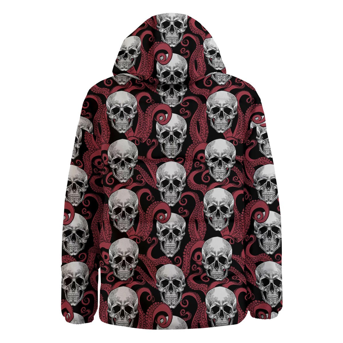 Octopus Skull Red Print Pattern Down Jacket-grizzshop
