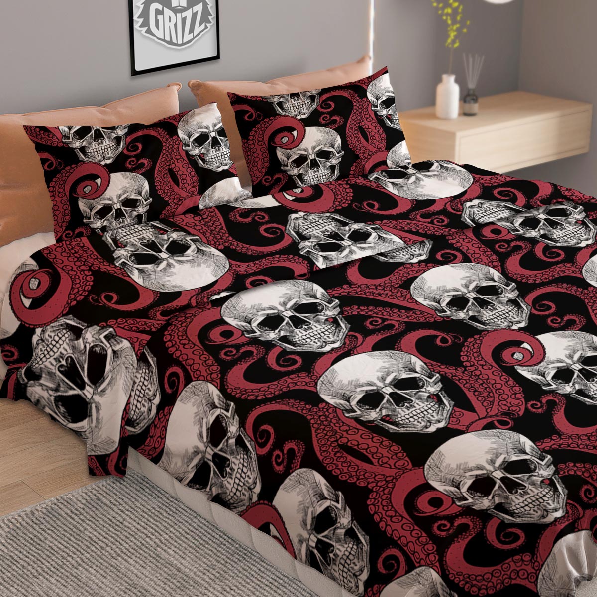Needle And Yarn Print Pattern Duvet Cover Bedding Set