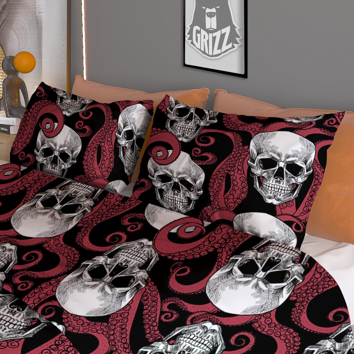 Needle And Yarn Print Pattern Duvet Cover Bedding Set