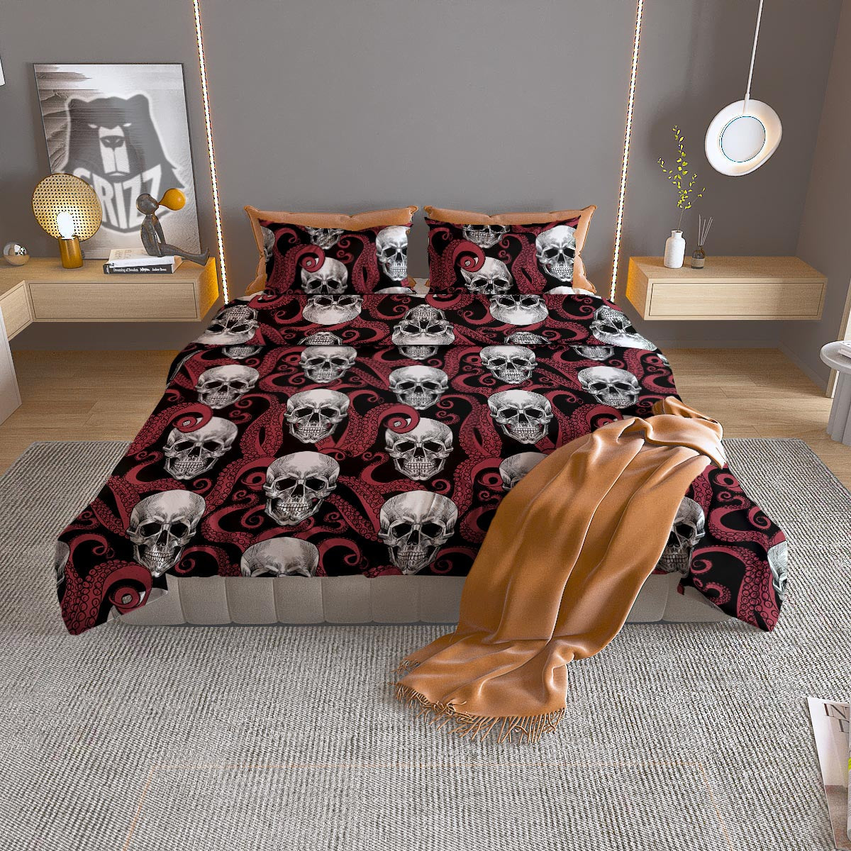 Needle And Yarn Print Pattern Duvet Cover Bedding Set