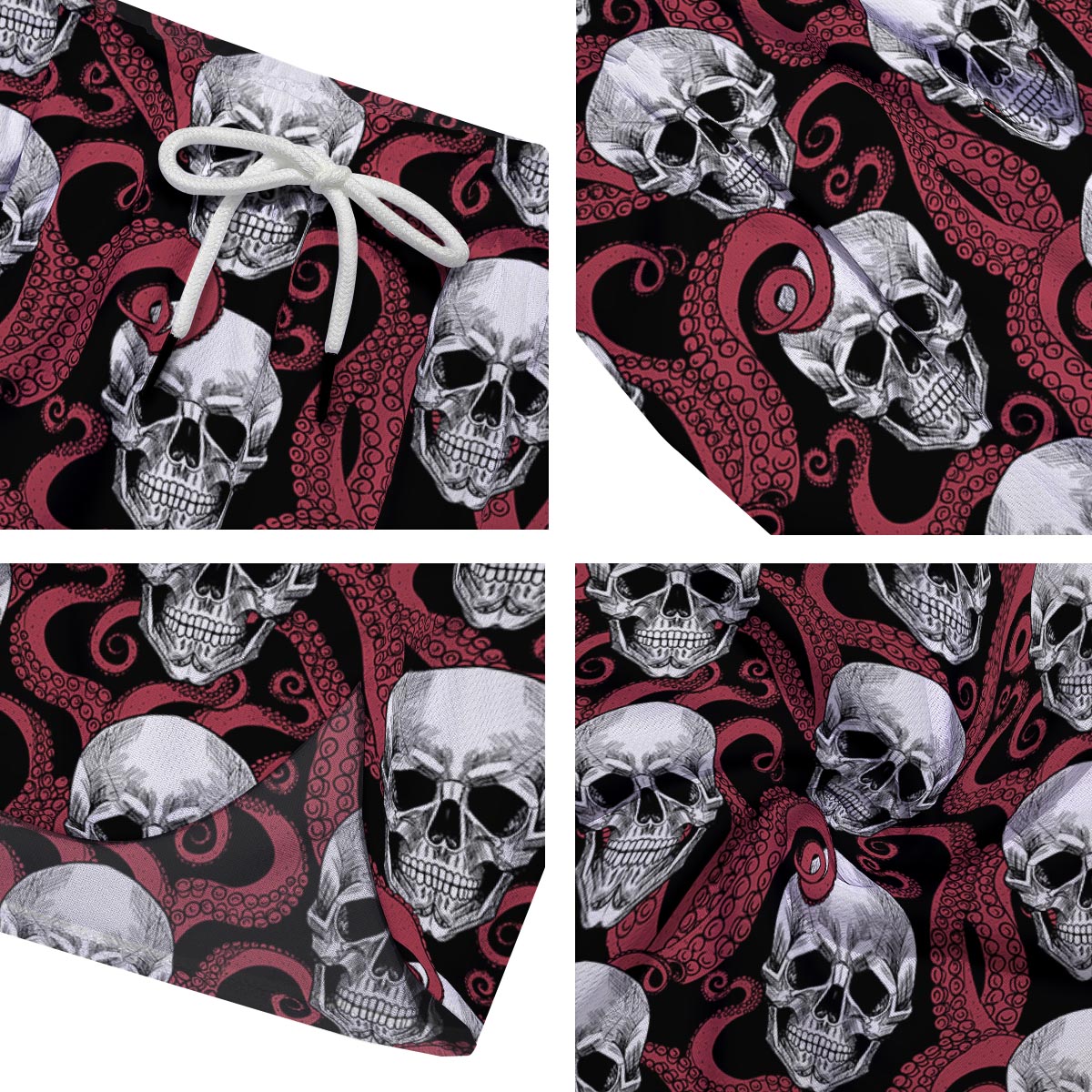 Octopus Skull Red Print Pattern Men's Running Shorts-grizzshop