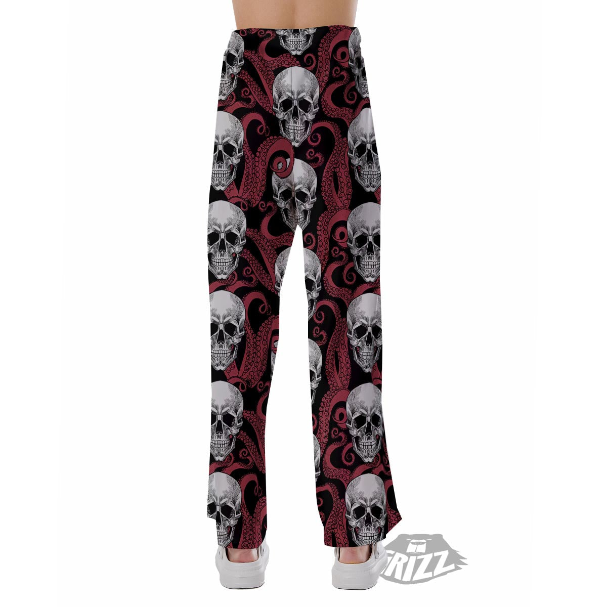 Octopus Skull Red Print Pattern Pajama Pants-grizzshop