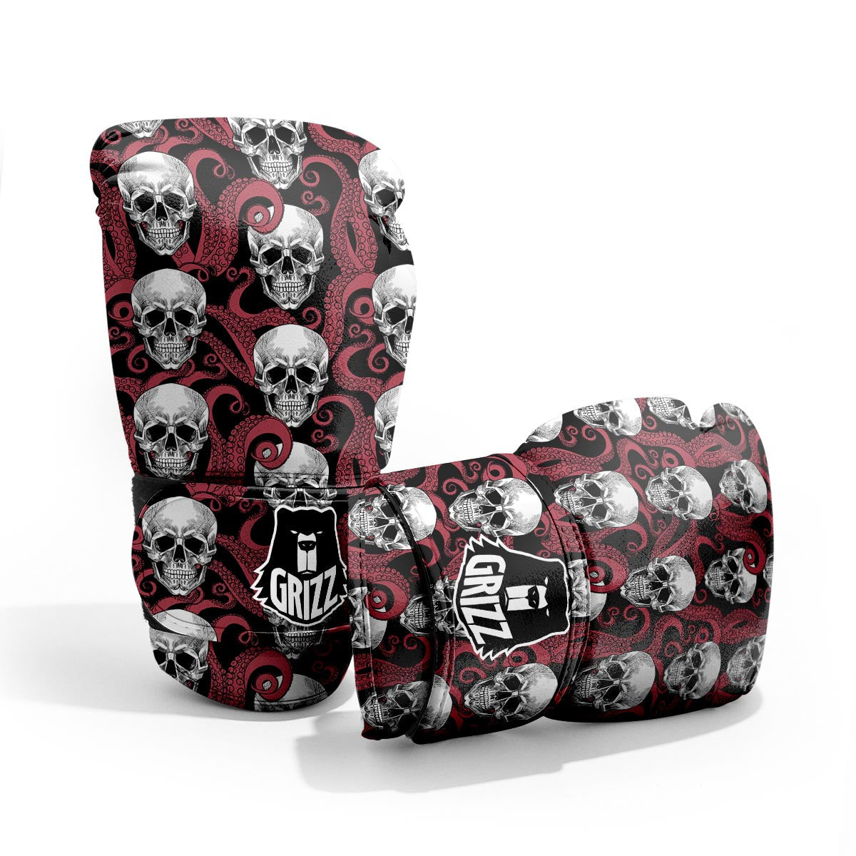 Octopus Skull Red Print Pattern Pro Boxing Glove