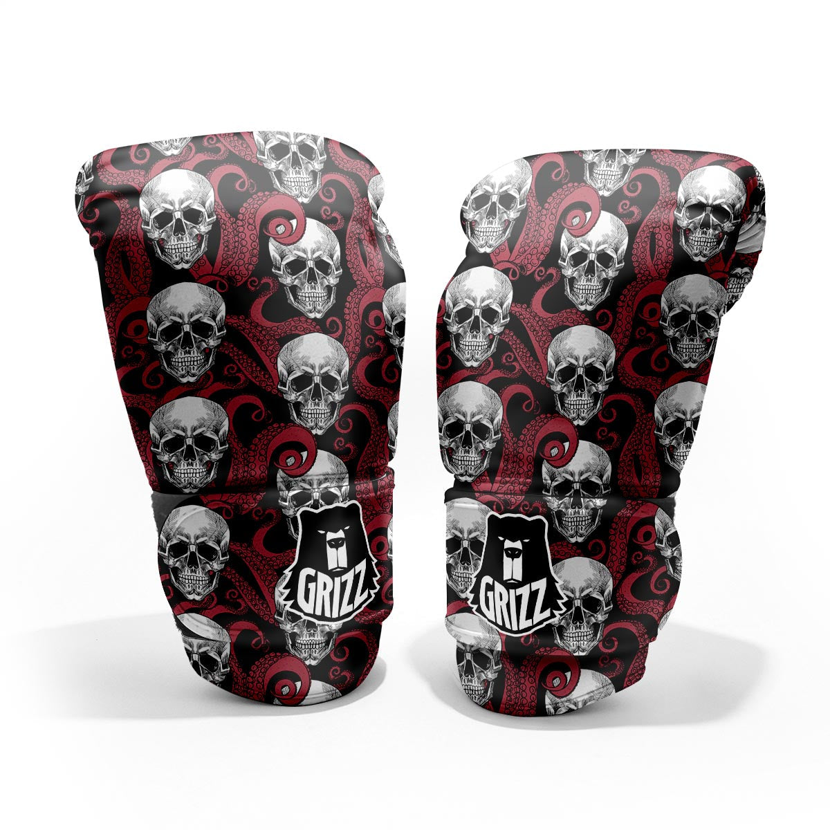 Octopus Skull Red Print Pattern Pro Boxing Glove