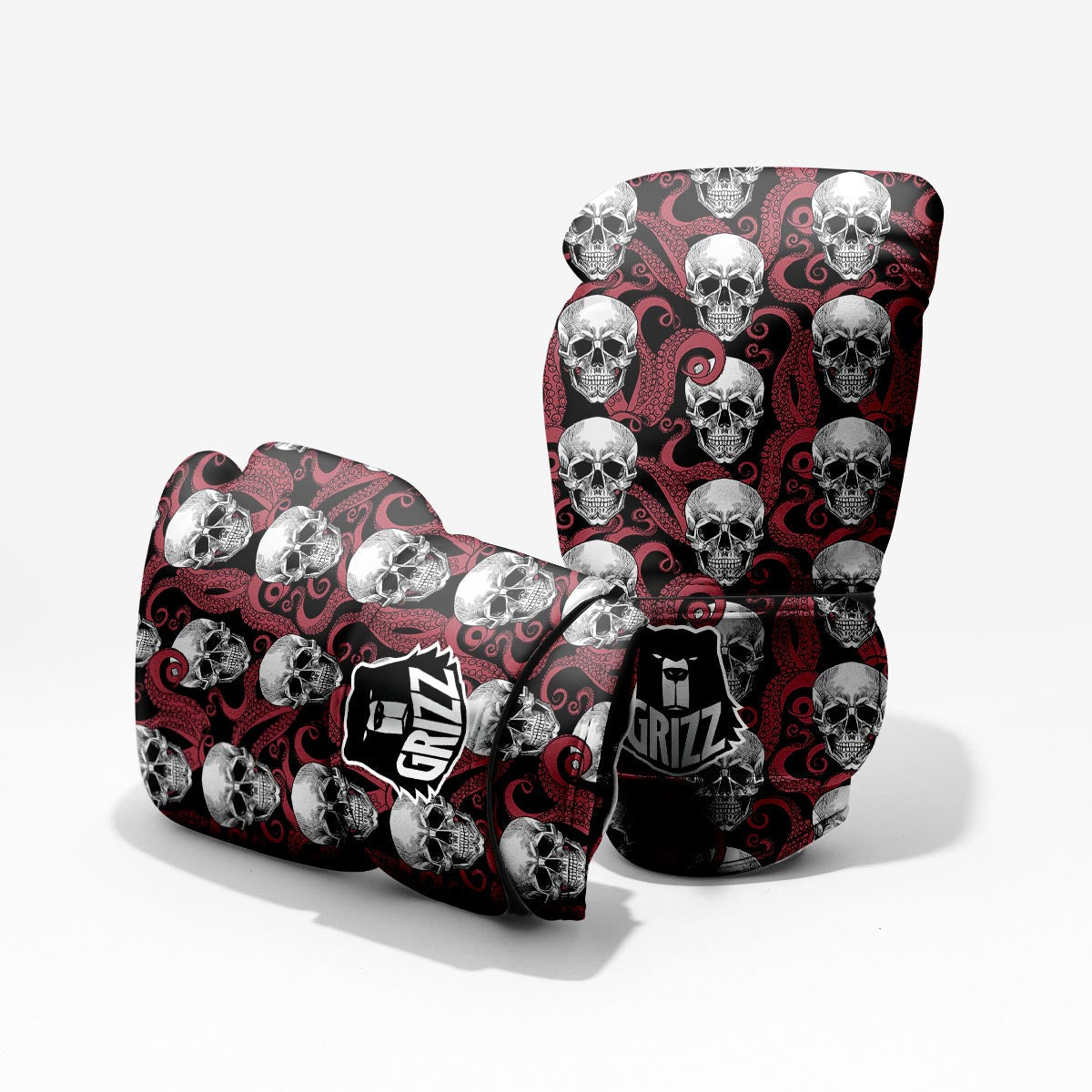 Octopus Skull Red Print Pattern Pro Boxing Glove