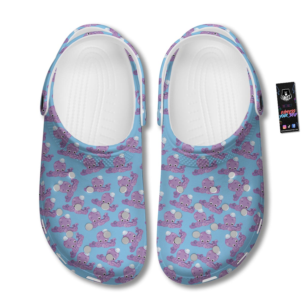 Octopus Teal And Purple Print Pattern Clog-grizzshop