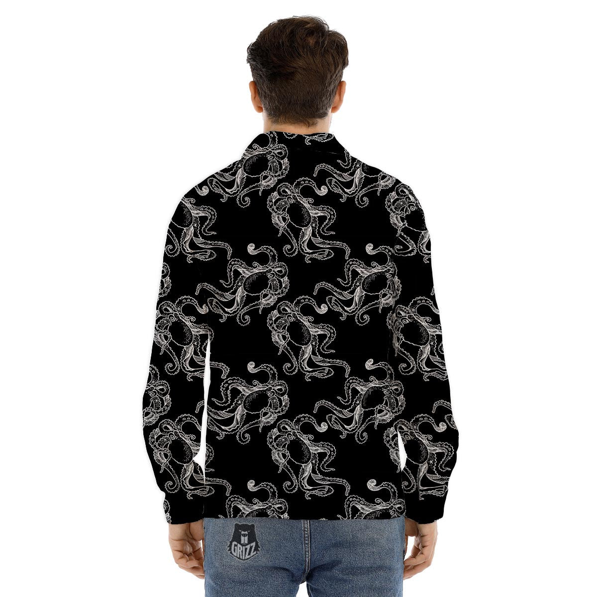 Octopus Teal And Purple Print Pattern Men's Dress Shirts-grizzshop