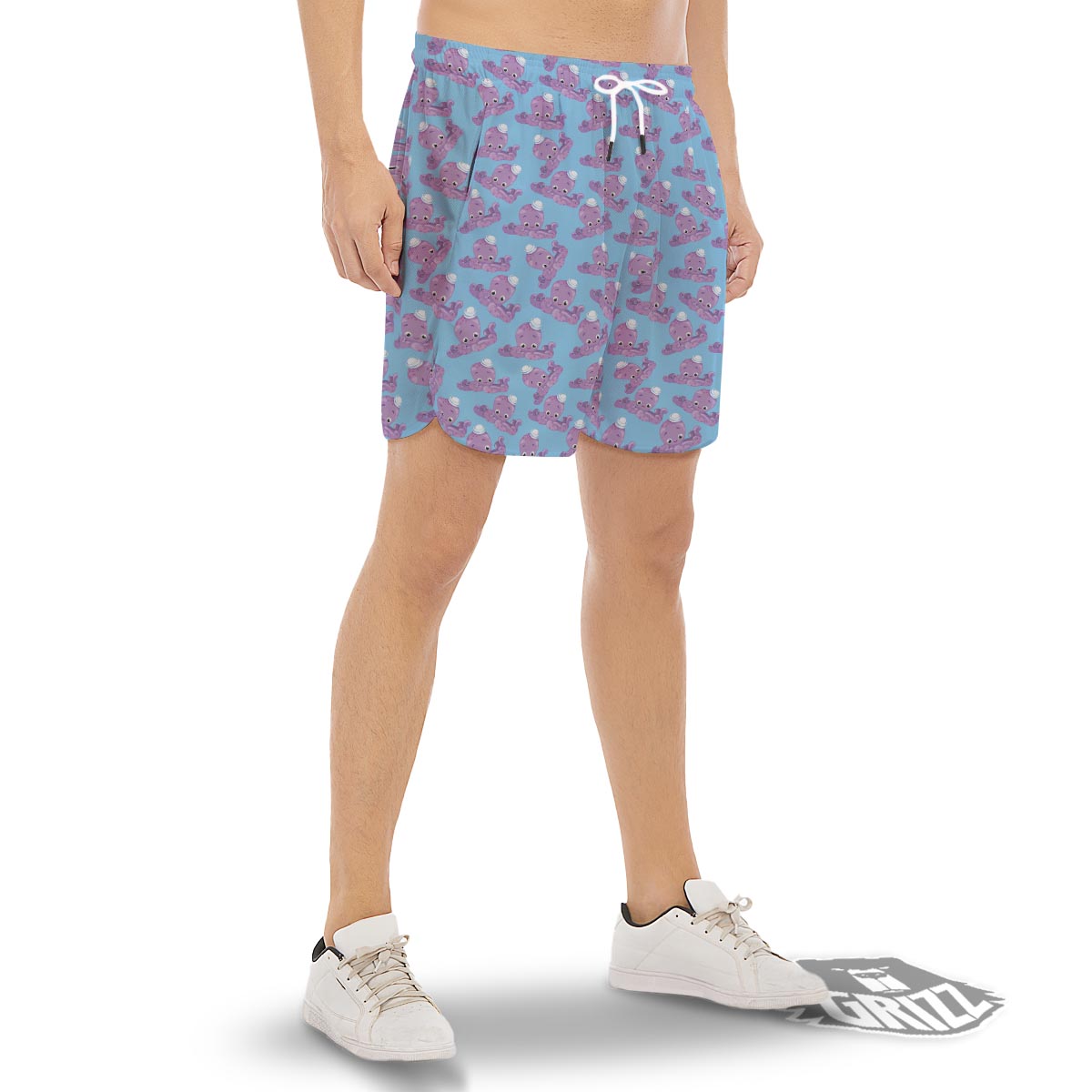 Octopus Teal And Purple Print Pattern Men's Gym Shorts-grizzshop