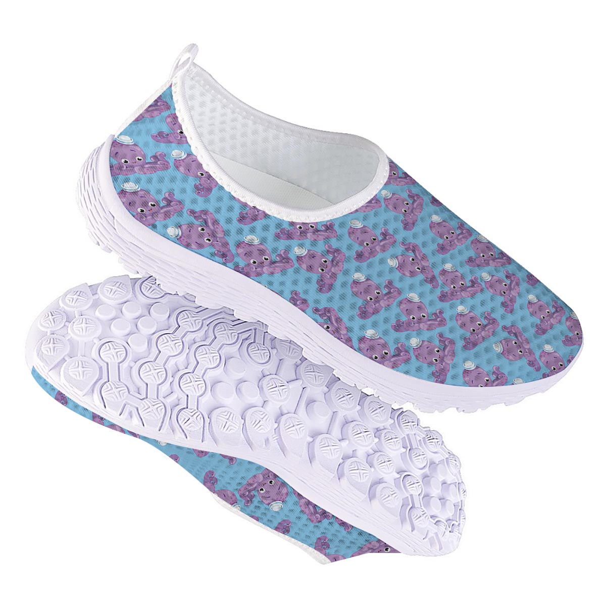 Octopus Teal And Purple Print Pattern Nurse Shoes-grizzshop