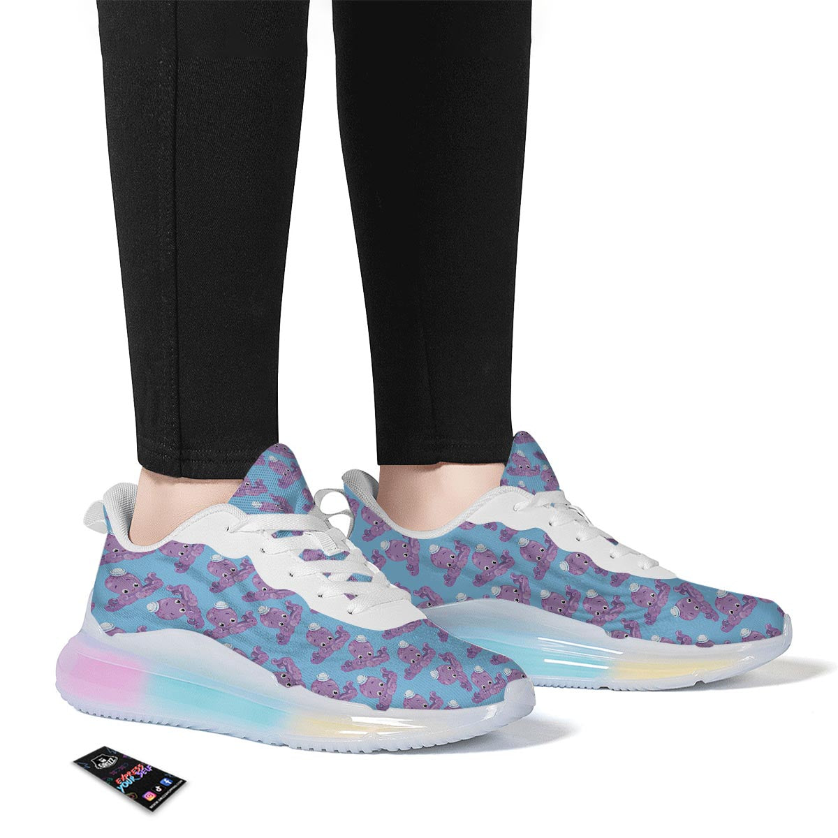 Octopus Teal And Purple Print Pattern Running Sneakers-grizzshop