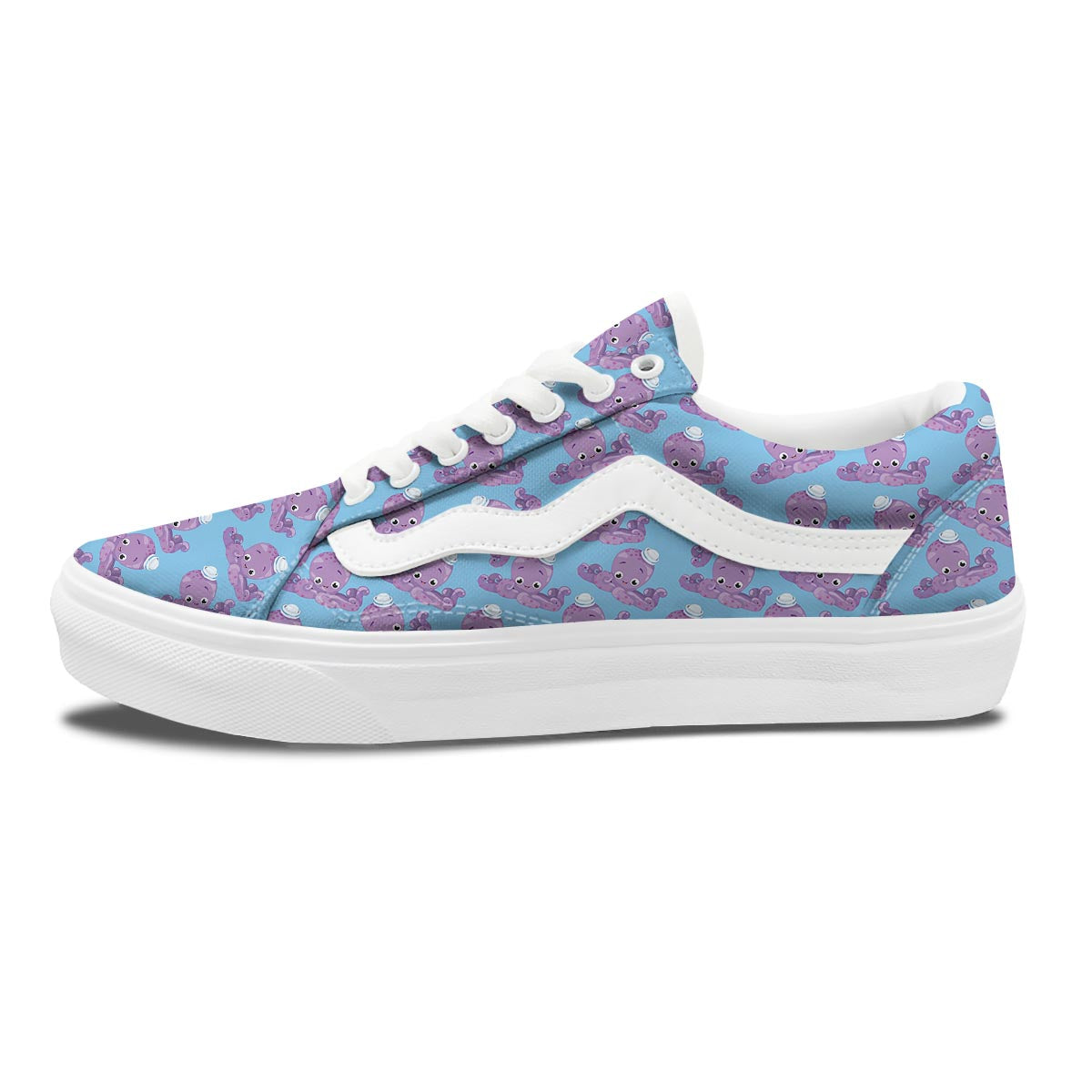 Octopus Teal And Purple Print Pattern Skate Shoes-grizzshop