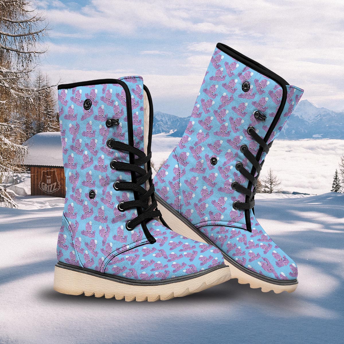 Octopus Teal And Purple Print Pattern Snow Boots-grizzshop