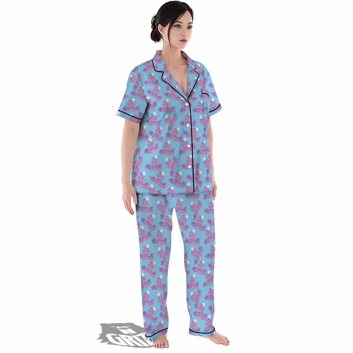 Octopus Teal And Purple Print Pattern Women's Pajamas Set-grizzshop
