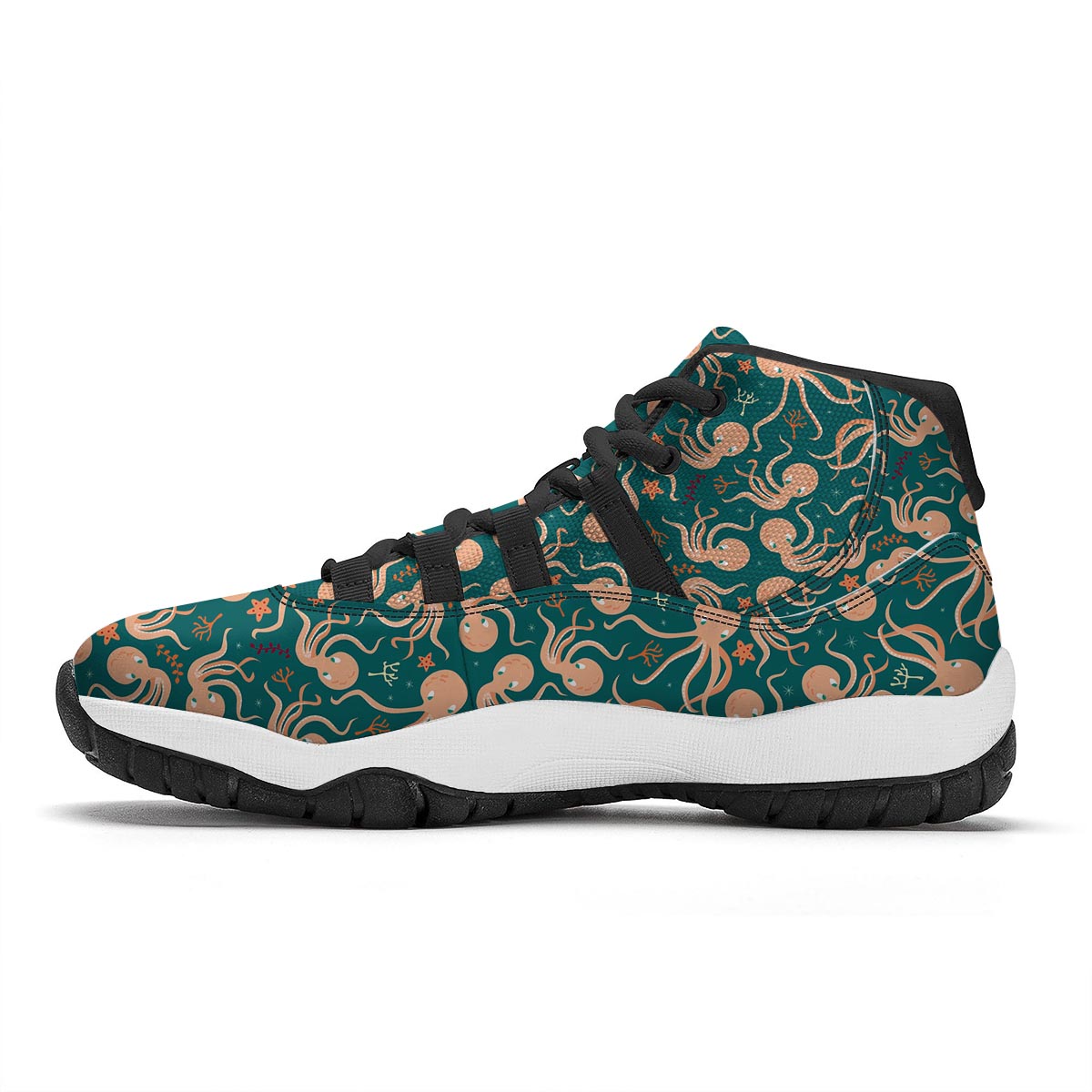 Octopus Tentacle Squid Print Pattern Black Bball Shoes-grizzshop