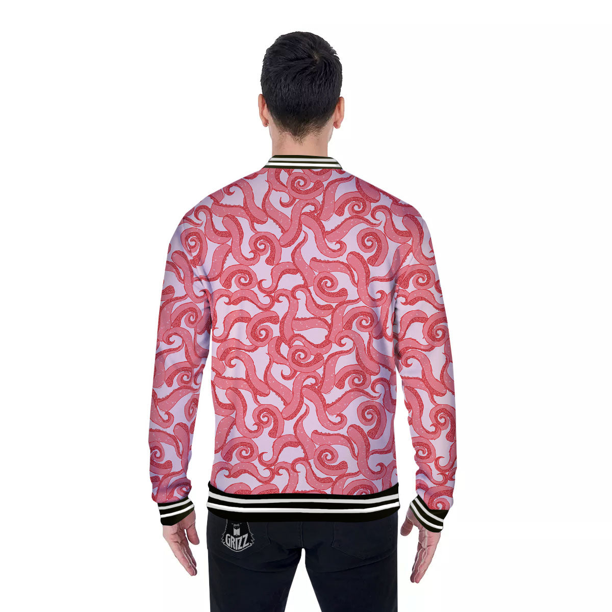 Octopus Tentacles Pink Print Pattern Baseball Jacket-grizzshop