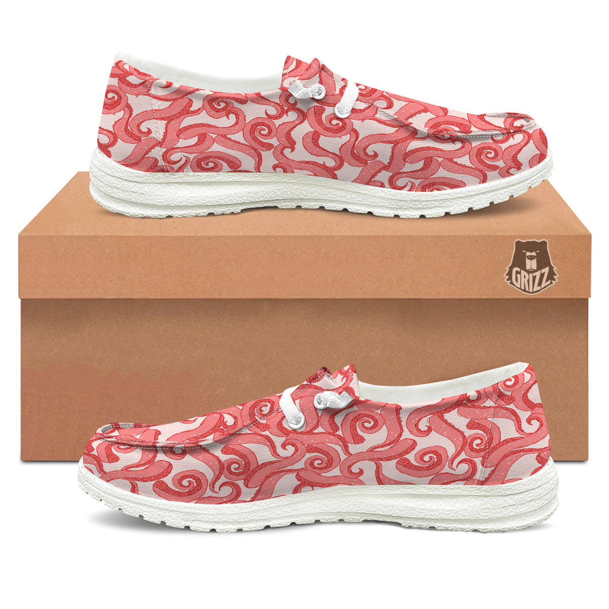 Octopus Tentacles Pink Print Pattern Black Loafers-grizzshop