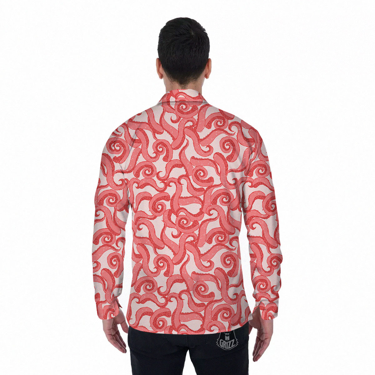 Octopus Tentacles Pink Print Pattern Men's Long Sleeve Shirts-grizzshop