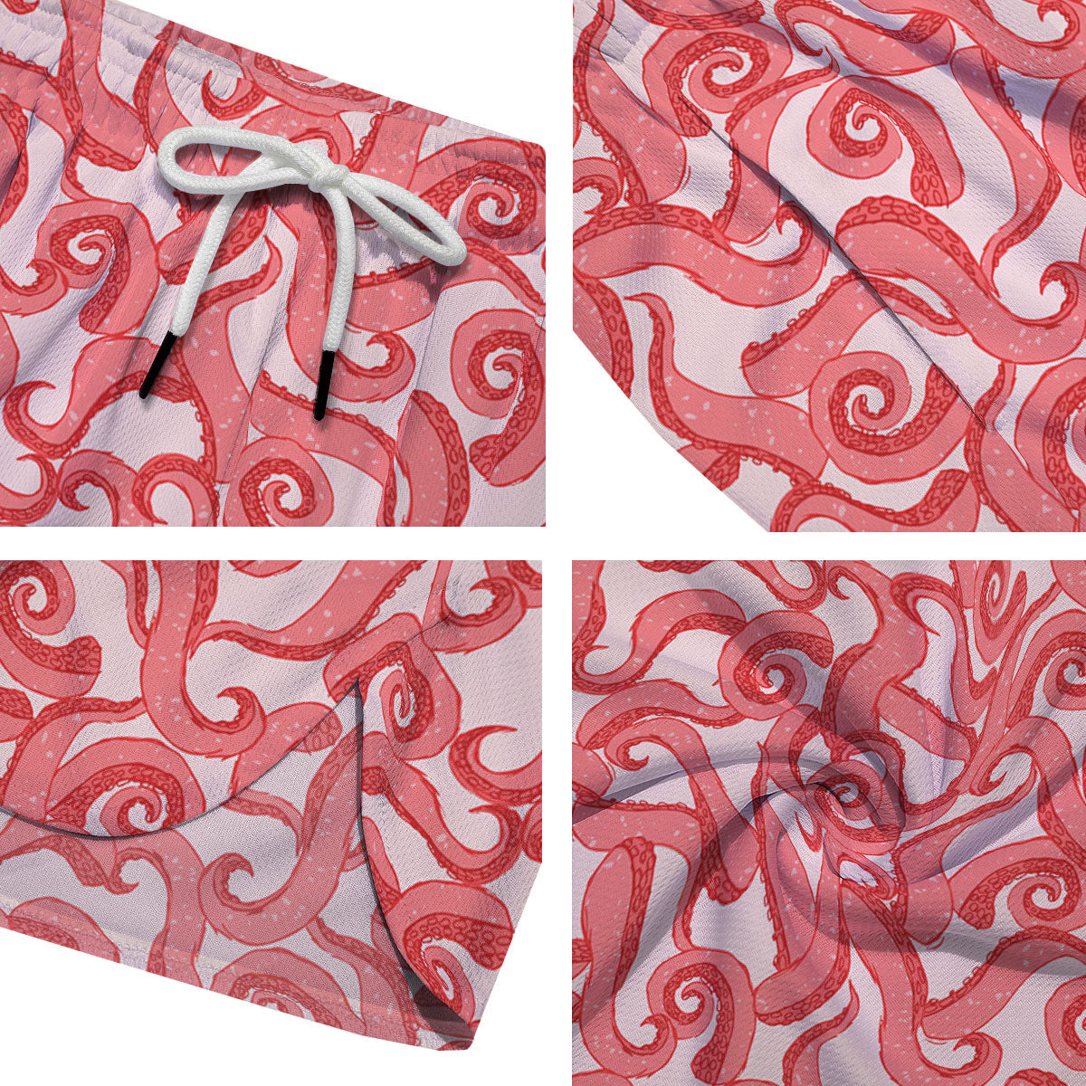 Octopus Tentacles Pink Print Pattern Men's Running Shorts-grizzshop