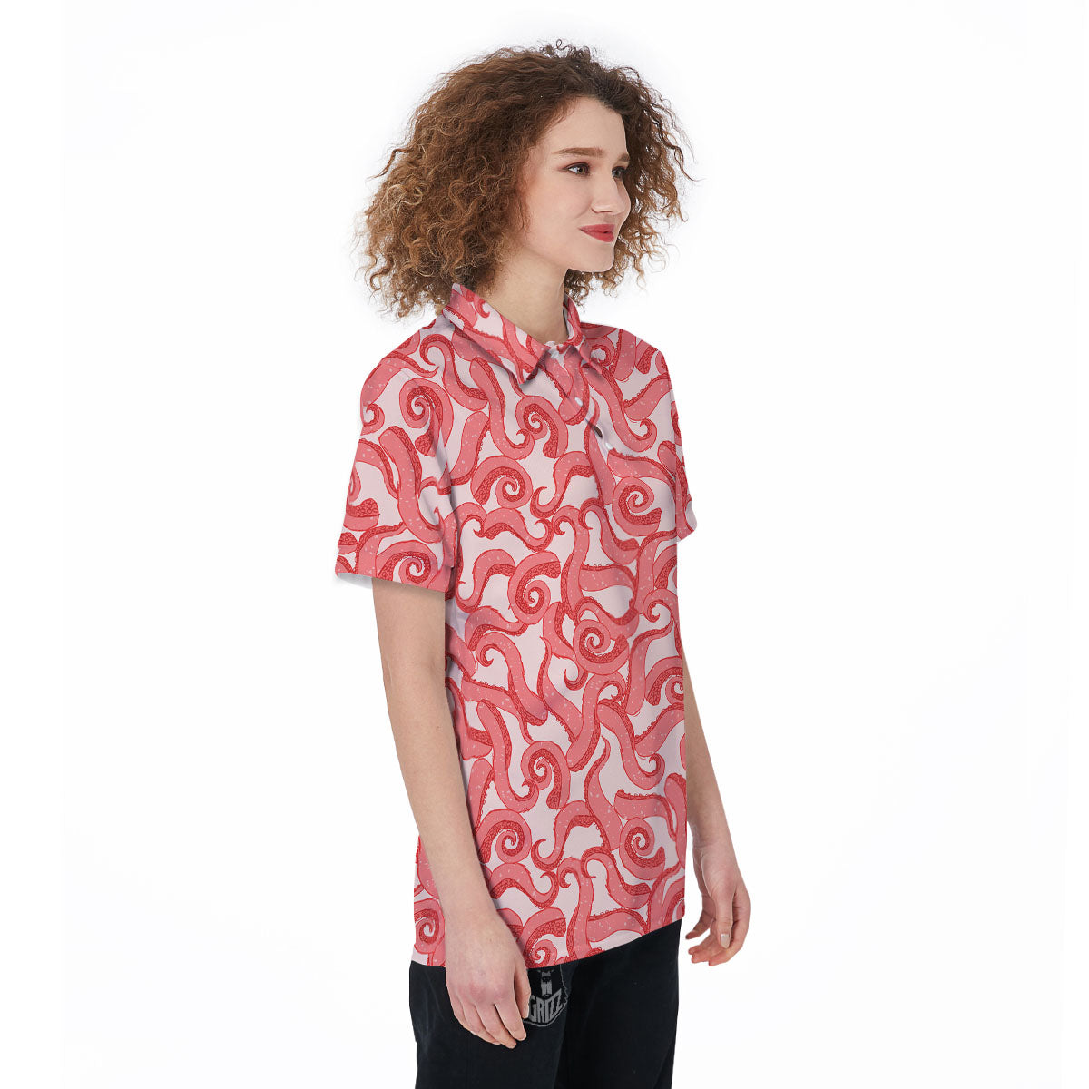 Octopus Tentacles Pink Print Pattern Women's Golf Shirts-grizzshop