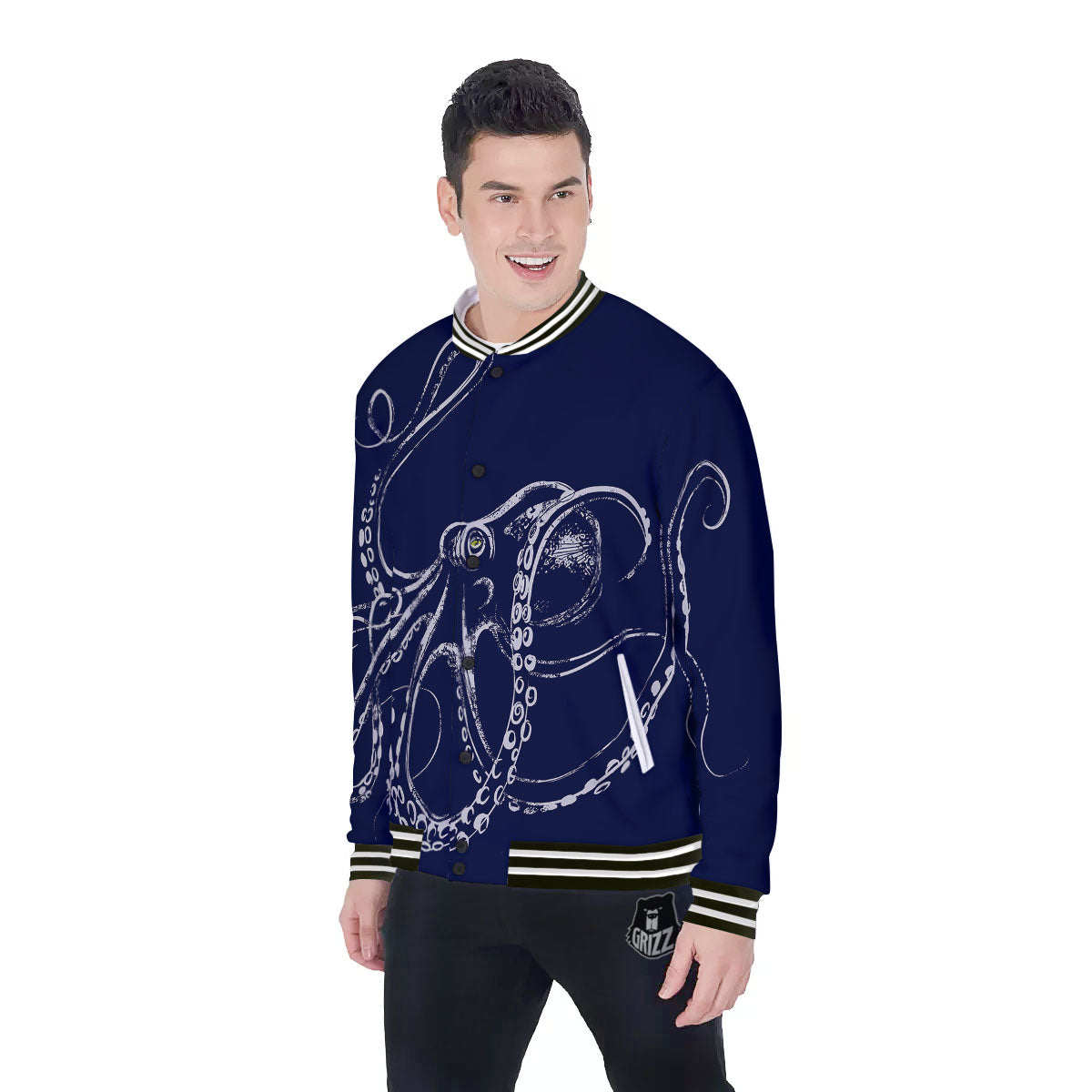 Octopus Tentacles Print Baseball Jacket-grizzshop