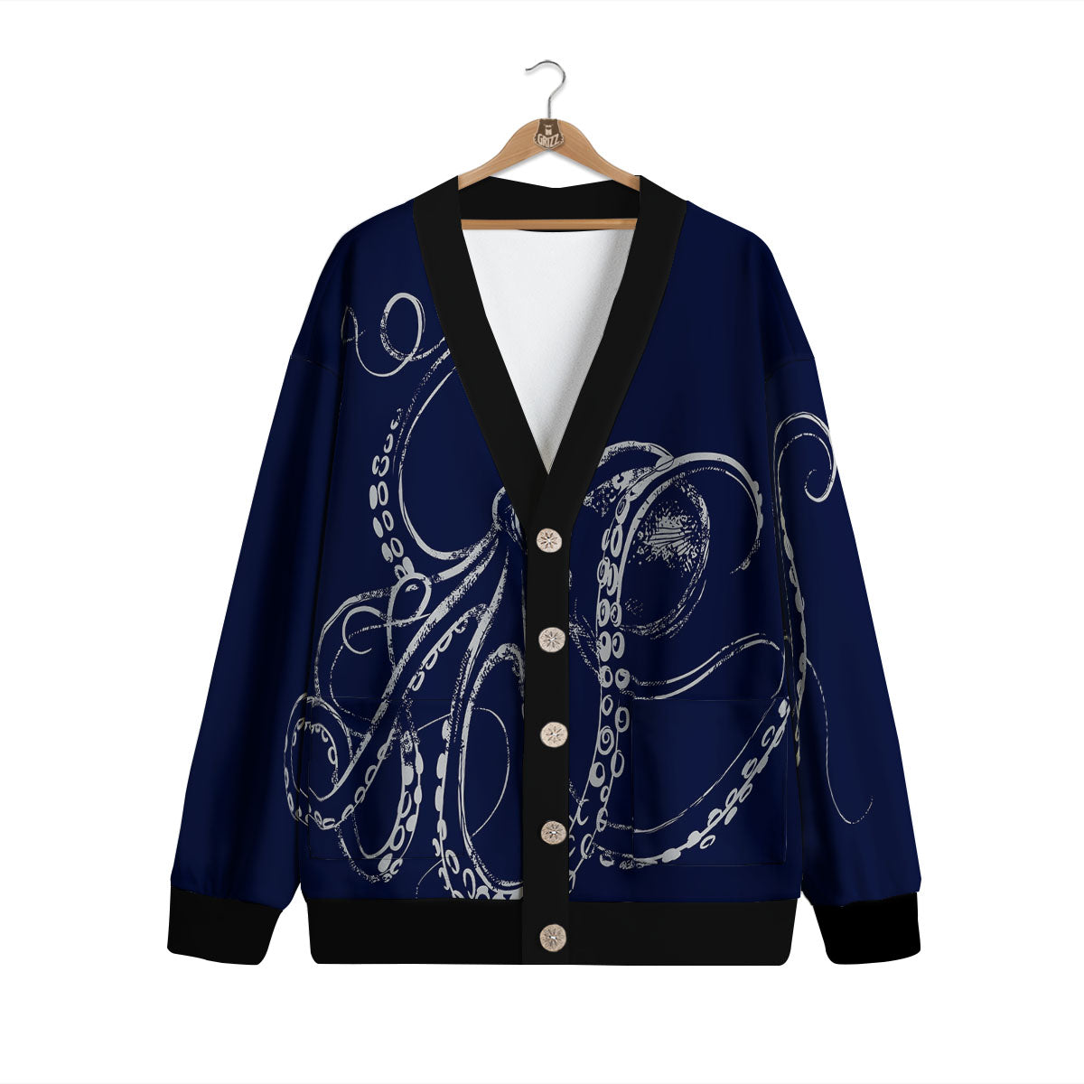 Octopus Tentacles Print Cardigan-grizzshop