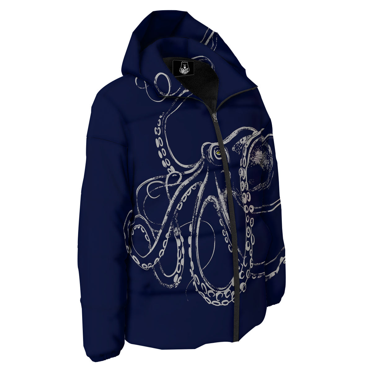Octopus Tentacles Print Down Jacket-grizzshop