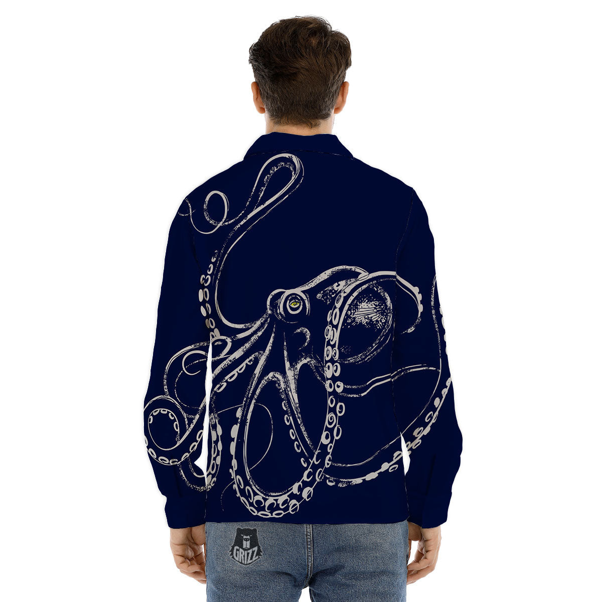 Octopus Tentacles Print Men's Dress Shirts-grizzshop