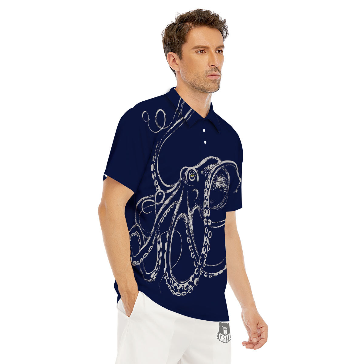 Octopus Tentacles Print Men's Golf Shirts-grizzshop