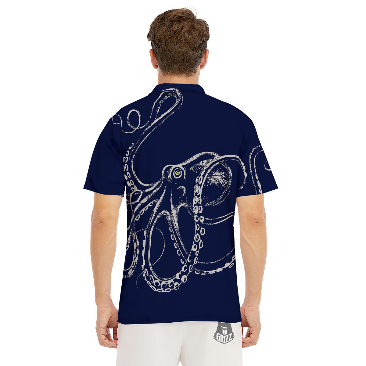 Octopus Tentacles Print Men's Golf Shirts-grizzshop