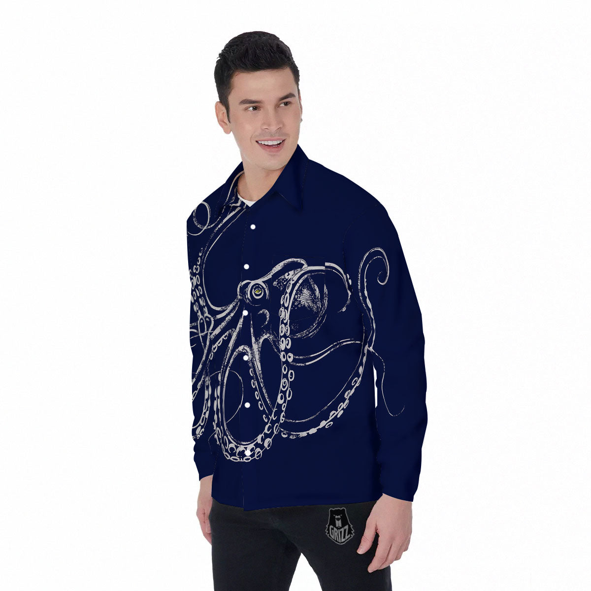 Octopus Tentacles Print Men's Long Sleeve Shirts-grizzshop