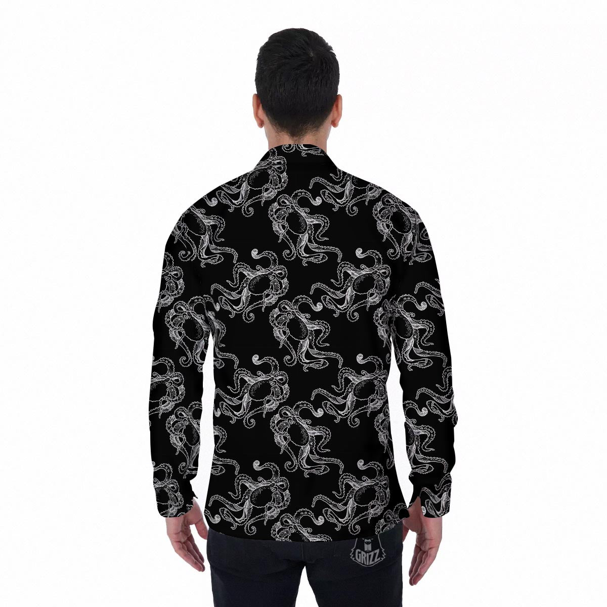 Octopus Tentacles Print Pattern Men's Long Sleeve Shirts-grizzshop