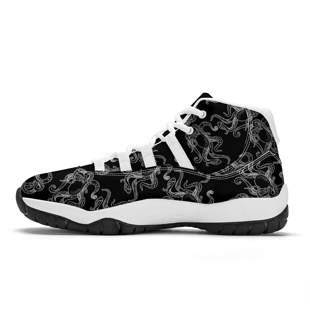 Octopus Tentacles Print Pattern White Bball Shoes-grizzshop