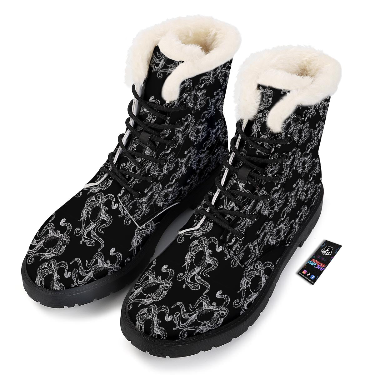 Octopus Tentacles Print Pattern Winter Boots-grizzshop