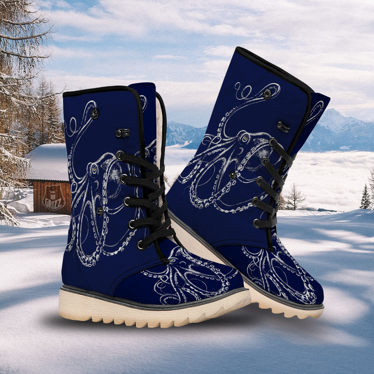 Octopus Tentacles Print Snow Boots-grizzshop