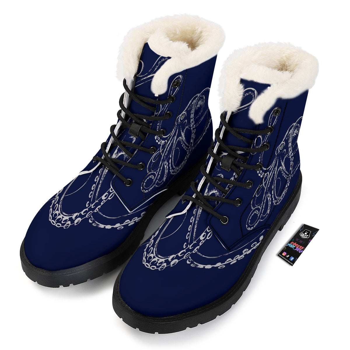 Octopus Tentacles Print Winter Boots-grizzshop