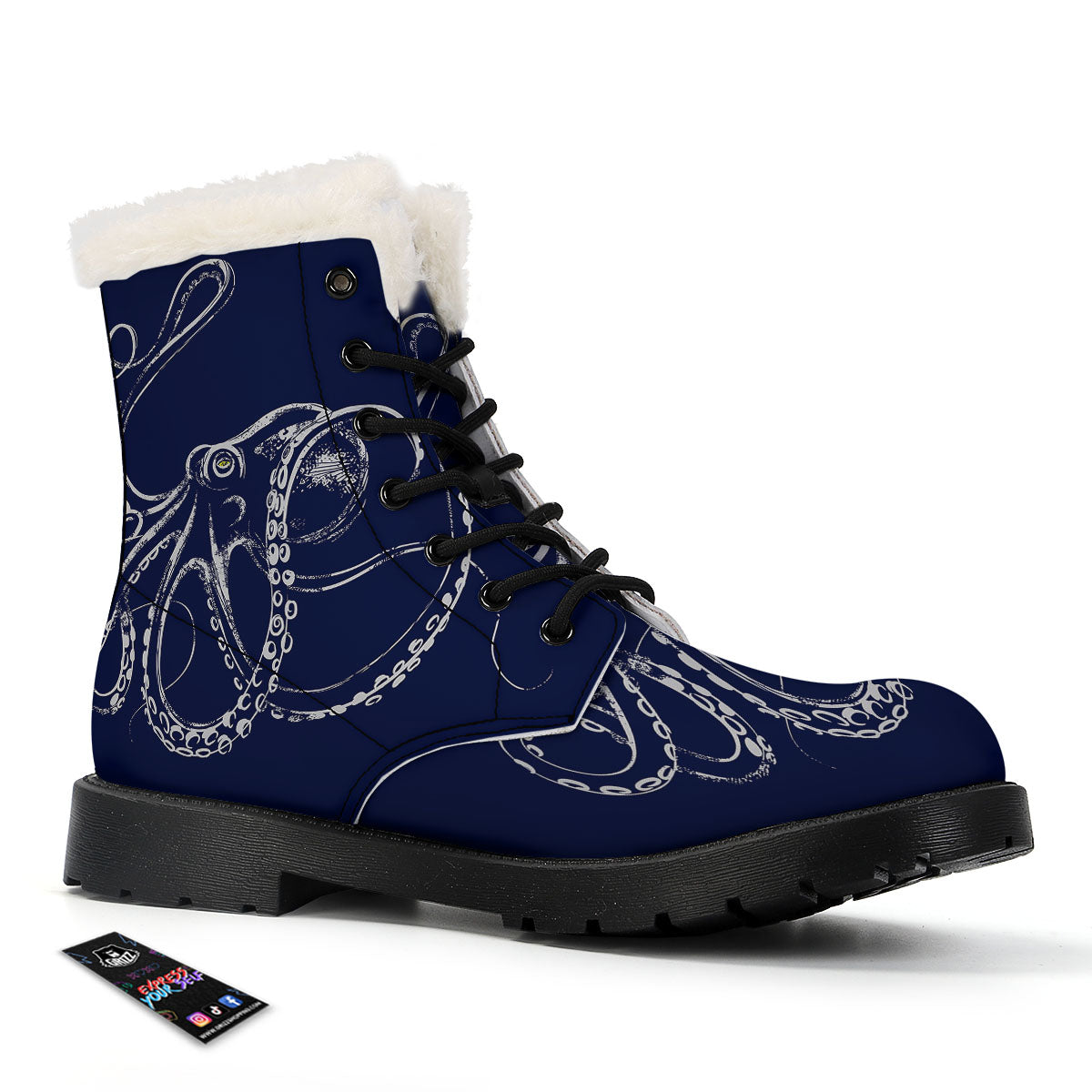 Octopus Tentacles Print Winter Boots-grizzshop