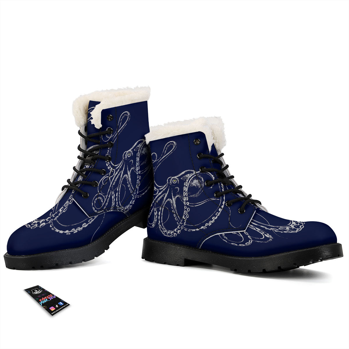 Octopus Tentacles Print Winter Boots-grizzshop