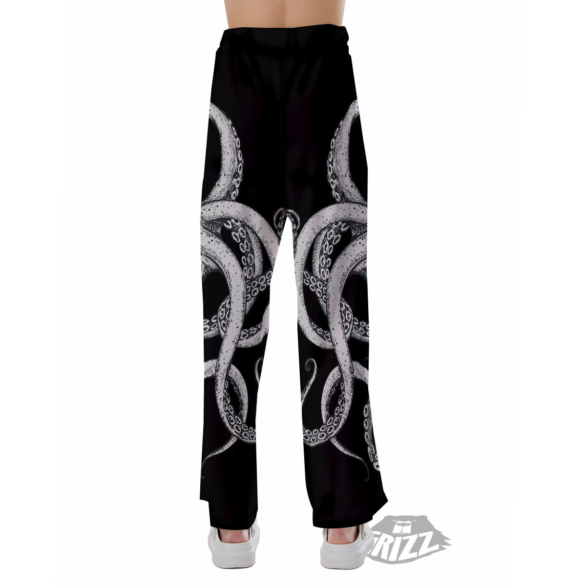 Octopus Tentacles White And Black Print Pajama Pants-grizzshop