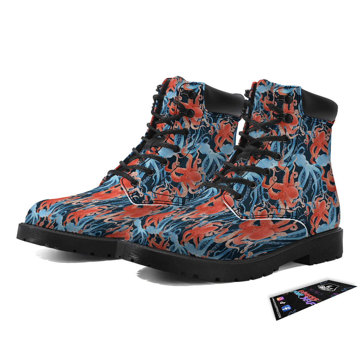 Octopus Watercolor Print Pattern Boots-grizzshop