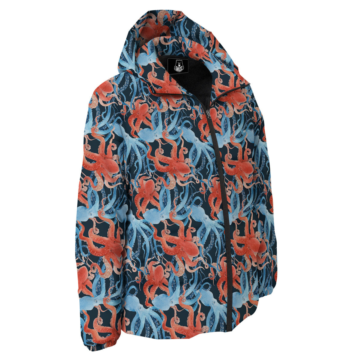 Octopus Watercolor Print Pattern Down Jacket-grizzshop