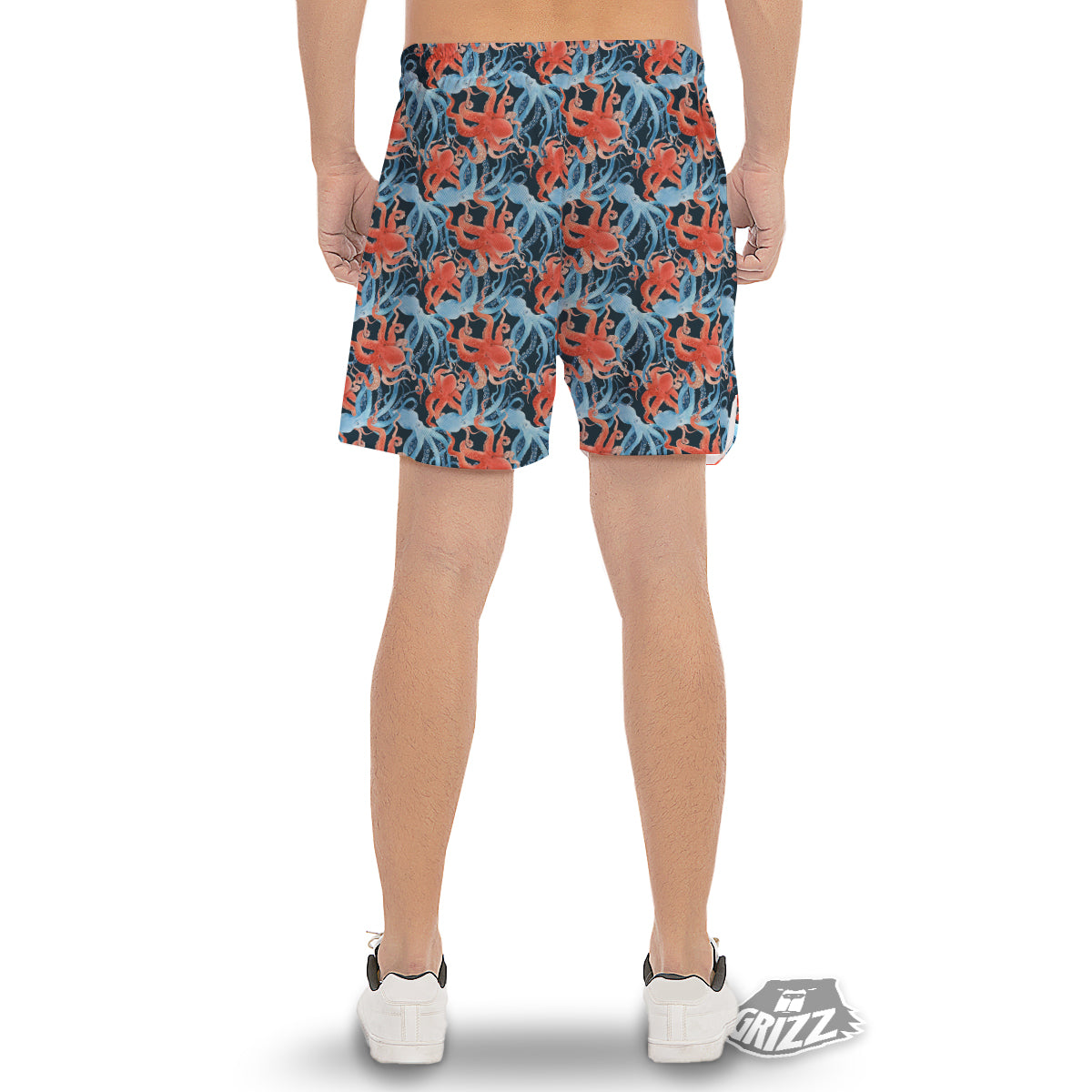Octopus Watercolor Print Pattern Men's Gym Shorts-grizzshop